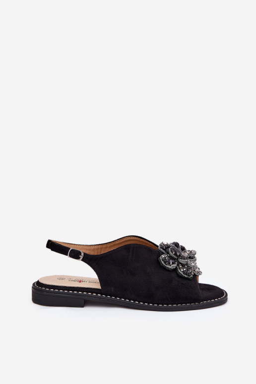 Sieviešu basenes ar platiem papēžiem ar ornamentiem S.Barski KV27-001 Melns Sieviešu basenes ar platiem papēžiem ar ornamentiem S.Barski KV27-001 Melns