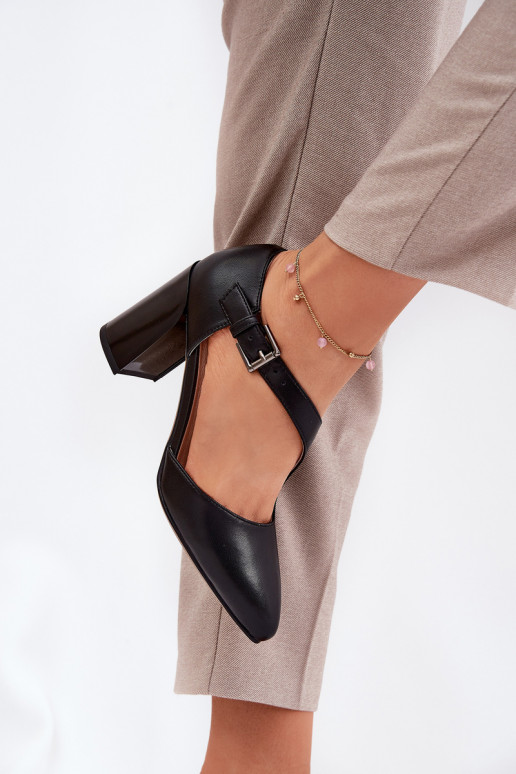 Kurpes ar papēdi ar sprādzēm Vinceza 91133 Melns   Kurpes ar papēdi ar sprādzēm Vinceza 91133 Melns