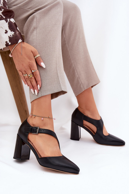 Kurpes ar papēdi ar sprādzēm Vinceza 91133 Melns   Kurpes ar papēdi ar sprādzēm Vinceza 91133 Melns