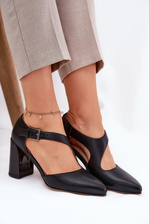 Kurpes ar papēdi ar sprādzēm Vinceza 91133 Melns   Kurpes ar papēdi ar sprādzēm Vinceza 91133 Melns