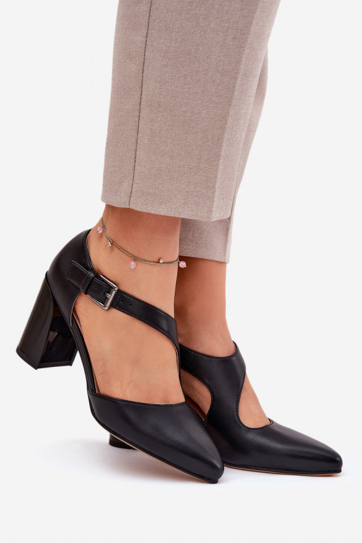 Kurpes ar papēdi ar sprādzēm Vinceza 91133 Melns   Kurpes ar papēdi ar sprādzēm Vinceza 91133 Melns