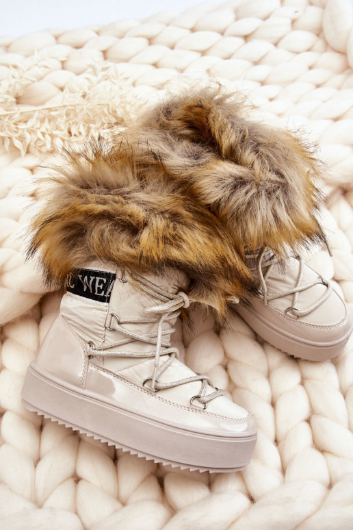 Sniega apavi siltināti šņorējami smilšu krāsas Colioris Sniega apavi siltināti šņorējami smilšu krāsas Colioris