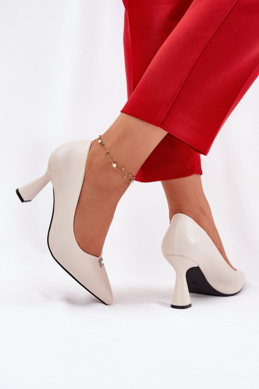 Eleganta stila Kurpes Na Rozszerzanej Szpilce Vinceza 62222 smilšu krāsas Eleganta stila Kurpes Na Rozszerzanej Szpilce Vinceza 62222 smilšu krāsas