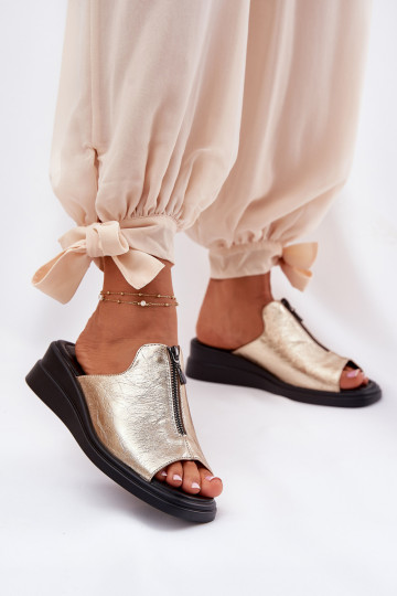 sieviešu čības  ar rāvējslēdzējiem Zelta krāsas Irriva