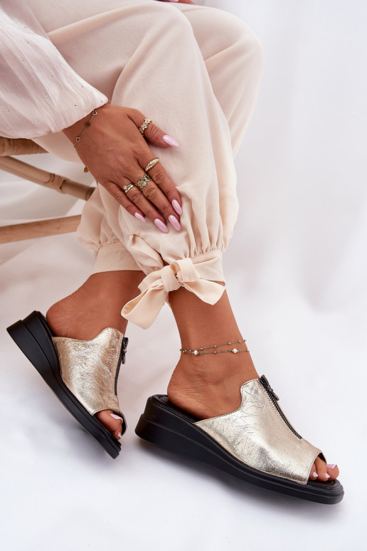 sieviešu čības  ar rāvējslēdzējiem Zelta krāsas Irriva