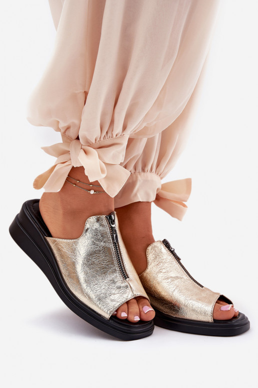 sieviešu čības  ar rāvējslēdzējiem Zelta krāsas Irriva