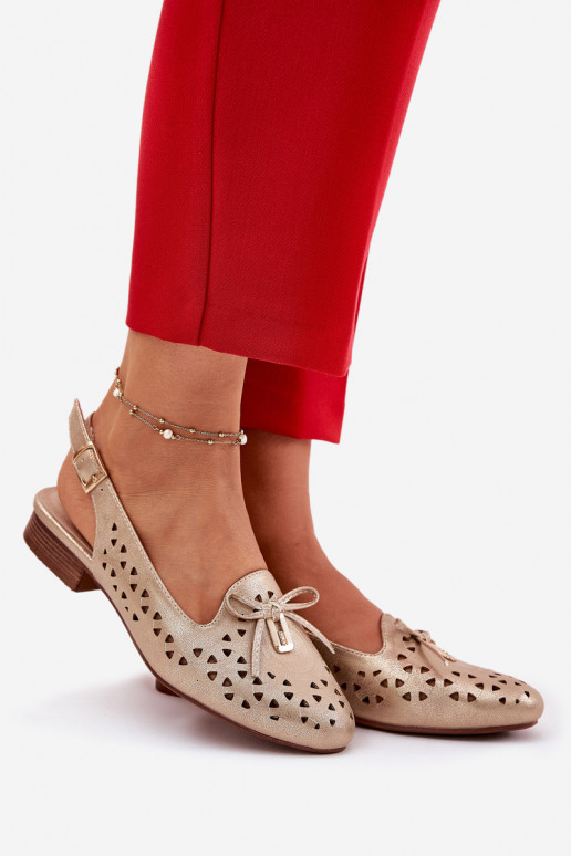 Ažūra balerīnas Apavi ar spicu purngalu Zelta krāsas Navinnia Ažūra balerīnas Apavi ar spicu purngalu Zelta krāsas Navinnia