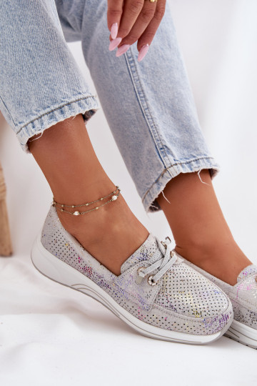 zamšādas apavi no dabīgas ādas ar platformu Artiker 56C2104 Pelēkas krāsas