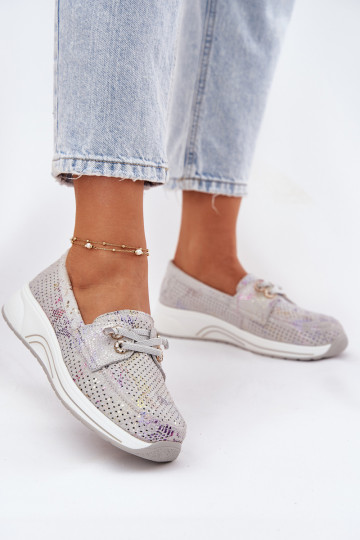 zamšādas apavi no dabīgas ādas ar platformu Artiker 56C2104 Pelēkas krāsas 2