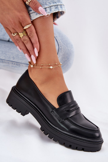 sieviešu mokasīni no eko ādas Melns Enticca