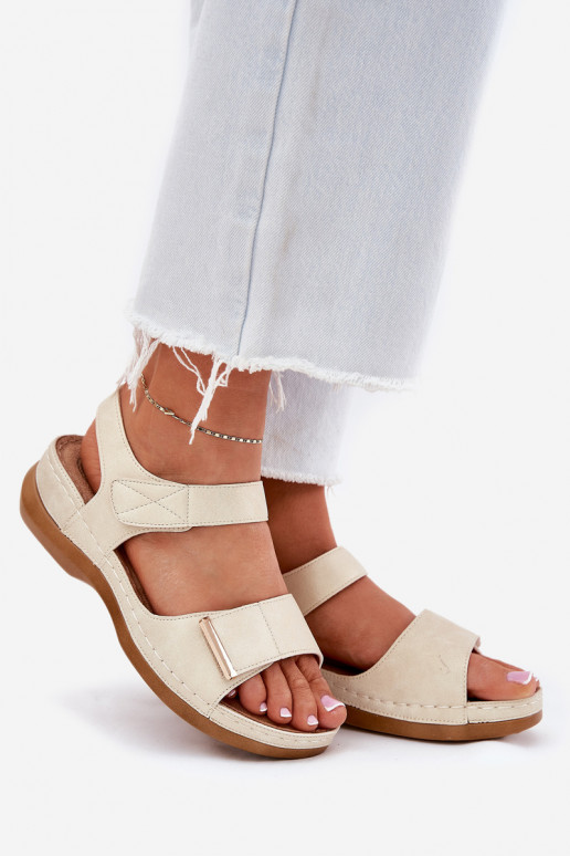 Ērtas sieviešu sandales ar lipīgām aizdares zelta krāsā Iphiope