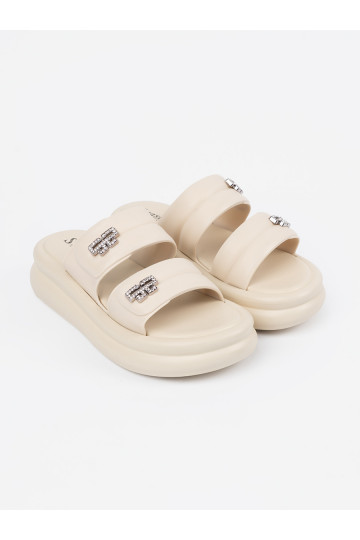 Ziloņkaula krāsas čības   ar platformu 2