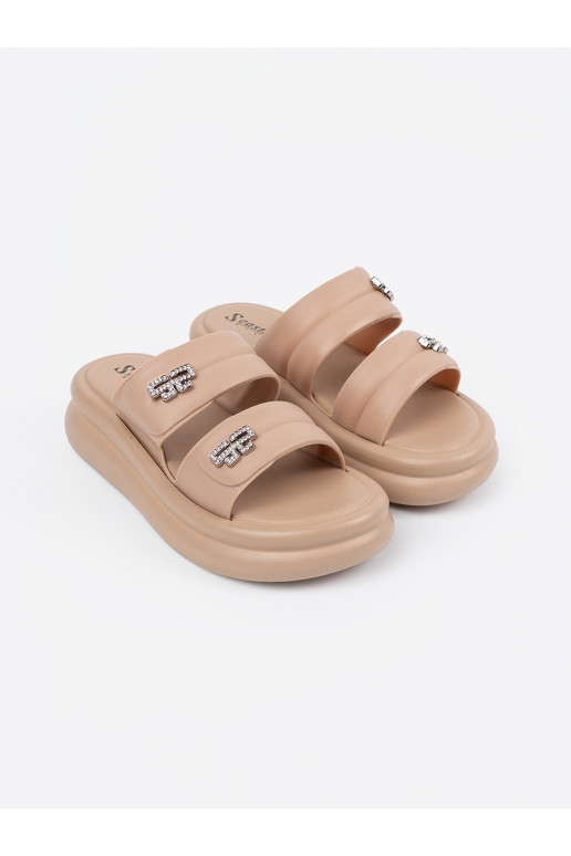 smilšu krāsas čības   ar platformu smilšu krāsas čības   ar platformu