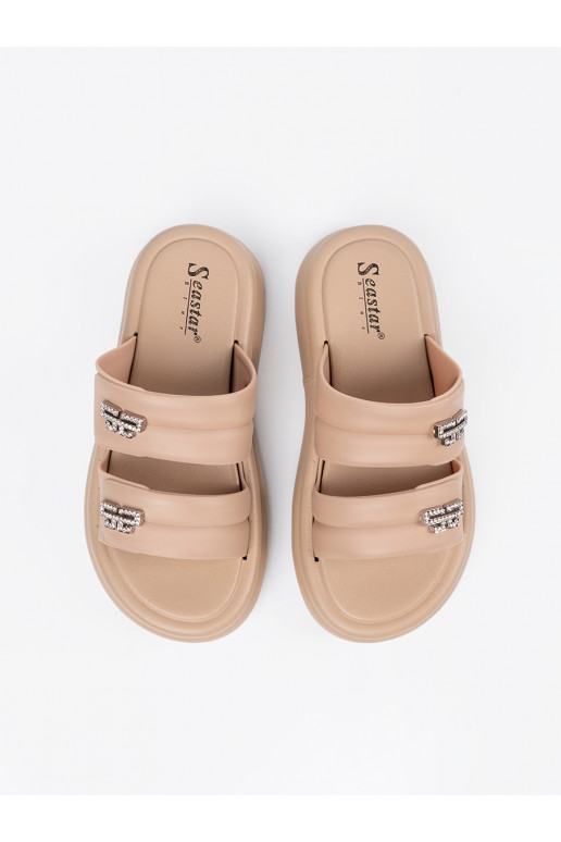 smilšu krāsas čības   ar platformu smilšu krāsas čības   ar platformu