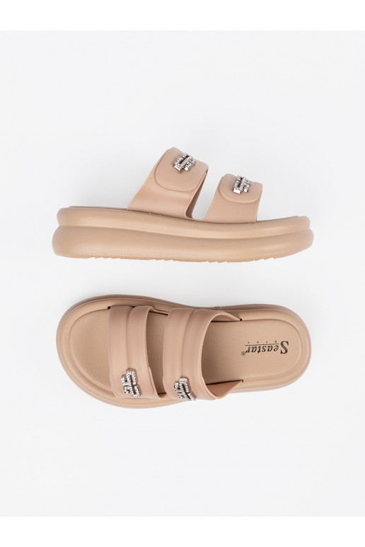 smilšu krāsas čības   ar platformu smilšu krāsas čības   ar platformu