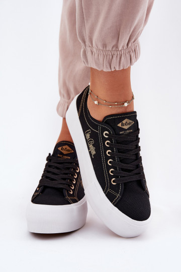 Šņorējami auduma apavi ar platformu Lee Cooper LCW-25-31-3431L Melns
