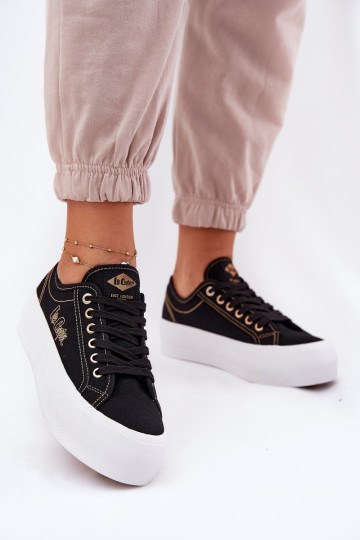 Šņorējami auduma apavi ar platformu Lee Cooper LCW-25-31-3431L Melns 2