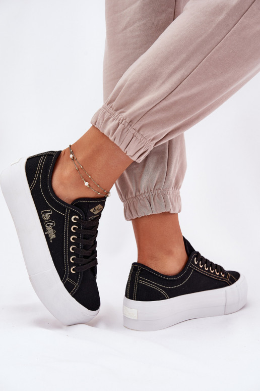 Šņorējami auduma apavi ar platformu Lee Cooper LCW-25-31-3431L Melns Šņorējami auduma apavi ar platformu Lee Cooper LCW-25-31-3431L Melns