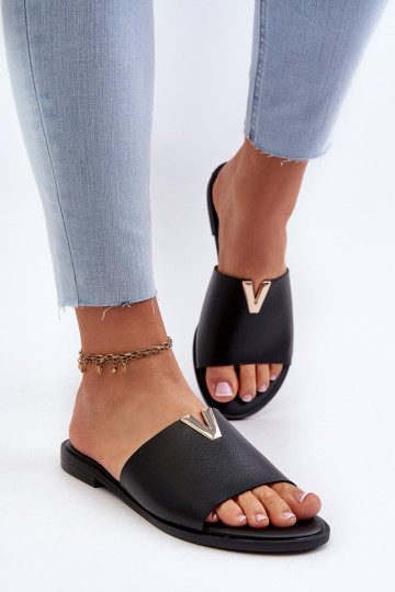 sieviešu čības Eko   ar platiem papēžiem Melns Maliha