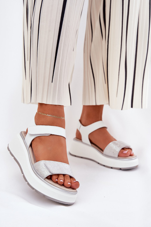 Sieviešu basenes   Platformie I Koturnie ar lipīgām aizdarēm S.Barski LR51-543 Sudraba krāsas