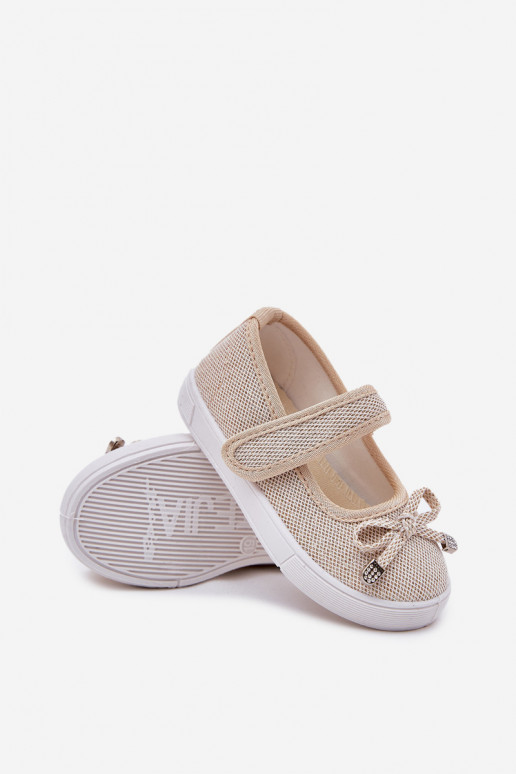 bērnu laiviņas ar bantītēm Zelta krāsas Amirinas bērnu laiviņas ar bantītēm Zelta krāsas Amirinas