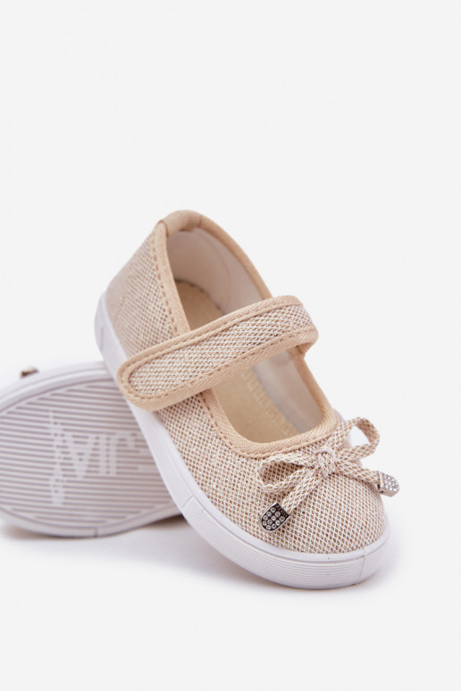 bērnu laiviņas ar bantītēm Zelta krāsas Amirinas bērnu laiviņas ar bantītēm Zelta krāsas Amirinas