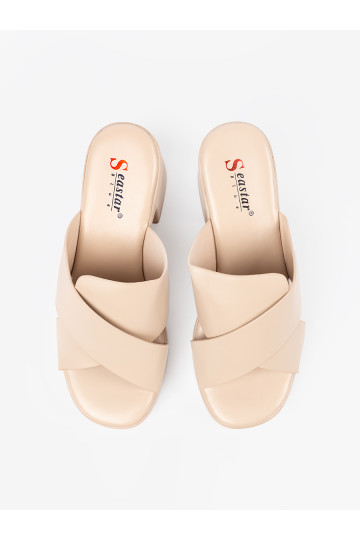 smilšu krāsas čības  uz papēža 2