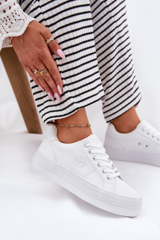 Eko   sieviešu puszābaki ar platformu Big Star RR274298 baltas krāsas Eko   sieviešu puszābaki ar platformu Big Star RR274298 baltas krāsas