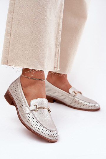 sieviešu mokasīni ar ornamentiem ar platiem papēžiem S.Barski LR51-594 Sudraba krāsas