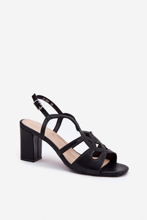 Elegantas augstpapēžu sandales  Sergio Leone SK884 Melns  Elegantas augstpapēžu sandales  Sergio Leone SK884 Melns