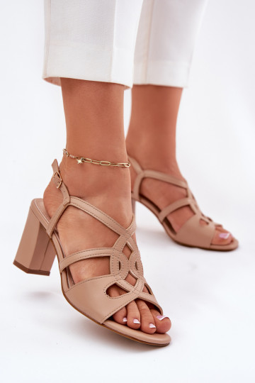 Elegantas augstpapēžu sandales  Sergio Leone SK884 smilšu krāsas