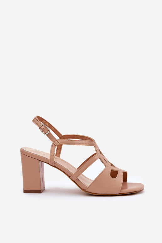Elegantas augstpapēžu sandales  Sergio Leone SK884 smilšu krāsas  Elegantas augstpapēžu sandales  Sergio Leone SK884 smilšu krāsas