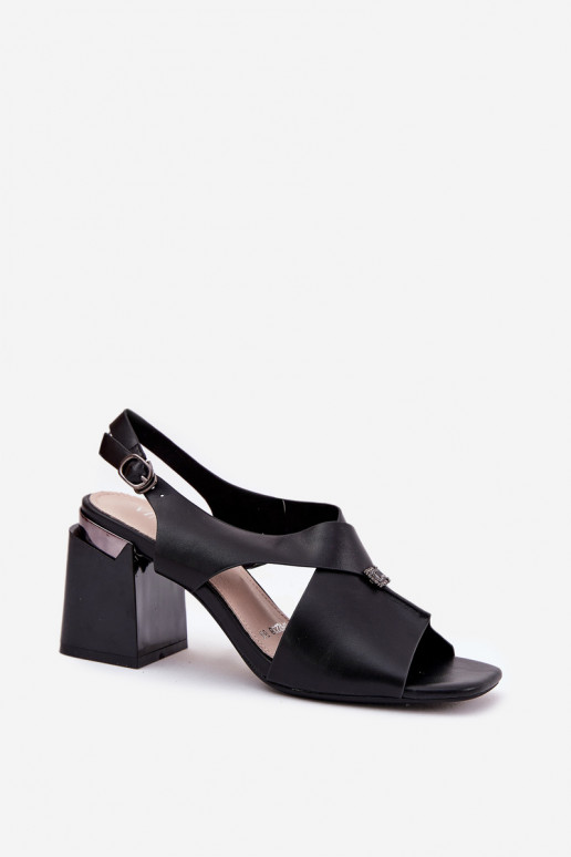 Eleganta stila sieviešu augstpapēžu sandales, Vinceza 62238, melnas krāsā