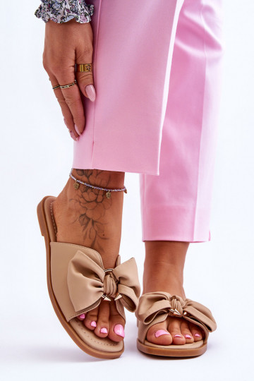 Čibas no dabīgas ādas ar bantītēm smilšu krāsas Becky