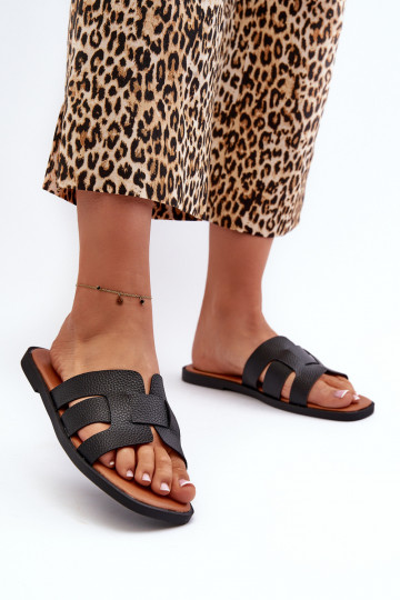 zempapēžu sieviešu čības no eko ādas Melns Risamay