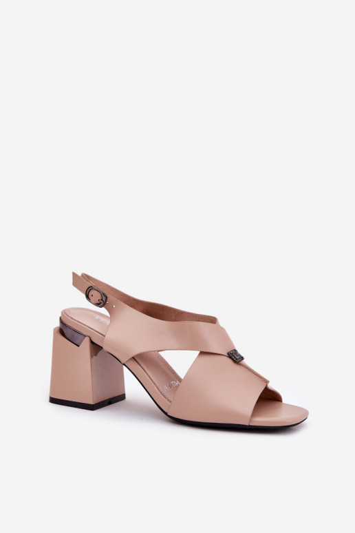 Eleganta stila sieviešu augstpapēžu sandales, Vinceza 62238, smilšu krāsā