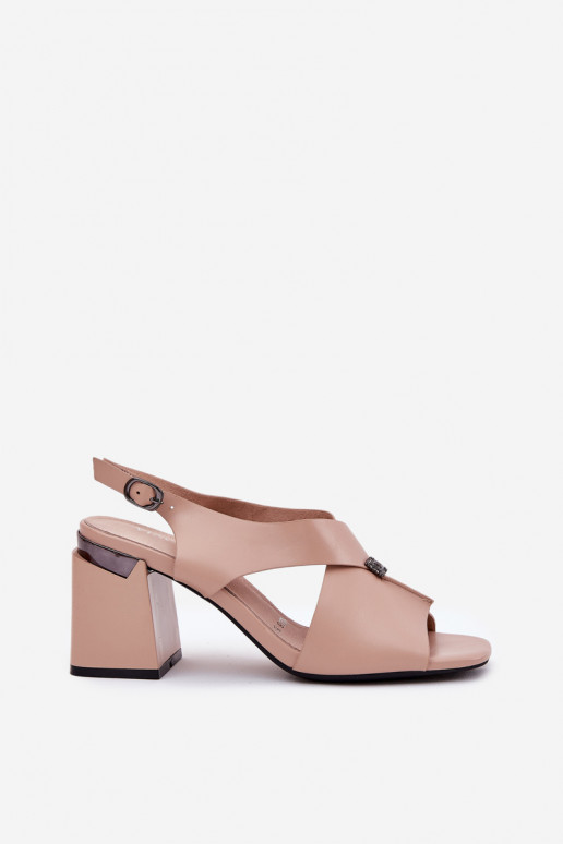 Eleganta stila sieviešu augstpapēžu sandales, Vinceza 62238, smilšu krāsā