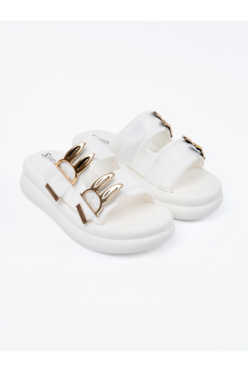 Čības ze mi klamrami ar platformu balta krāsa 2