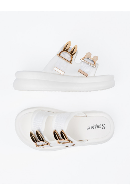 Čības ze mi klamrami ar platformu balta krāsa