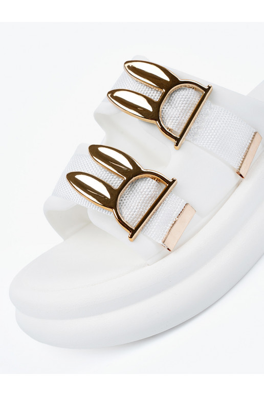 Čības ze mi klamrami ar platformu balta krāsa