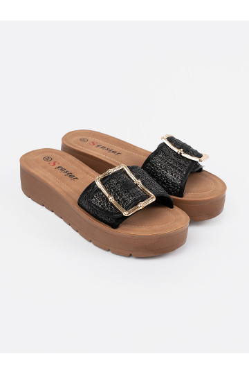 Čības Melnas krāsas zdobione złotą klamrą 2