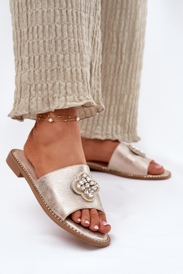 sieviešu čības ar platiem papēžiem  Detalem S.Barski KV51-087 Zelta krāsas 2