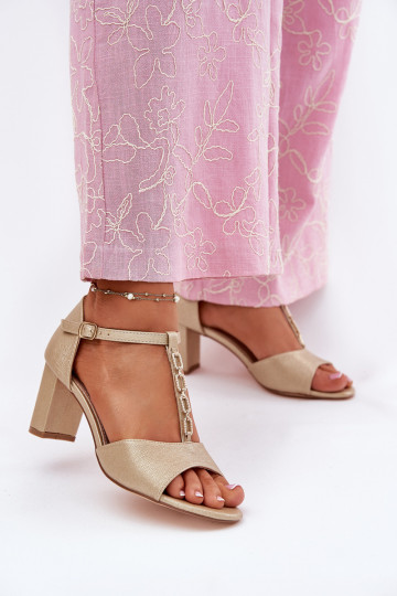 Sieviešu basenes ar dekorētiem papēžiem  Zelta krāsas Triavera 2