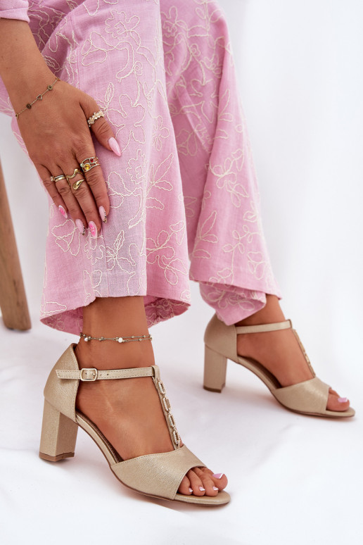 Sieviešu basenes ar dekorētiem papēžiem  Zelta krāsas Triavera