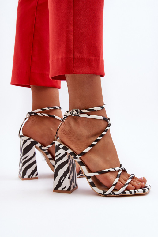  Elegantas augstpapēžu sandales Baltas-Melns Josette