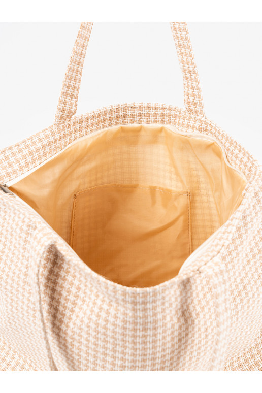 Maks plażowa bēšs-białą kratkę