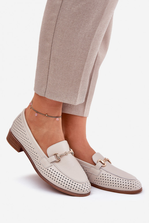 Sieviešu smilšu krāsas ādas mokasīni...