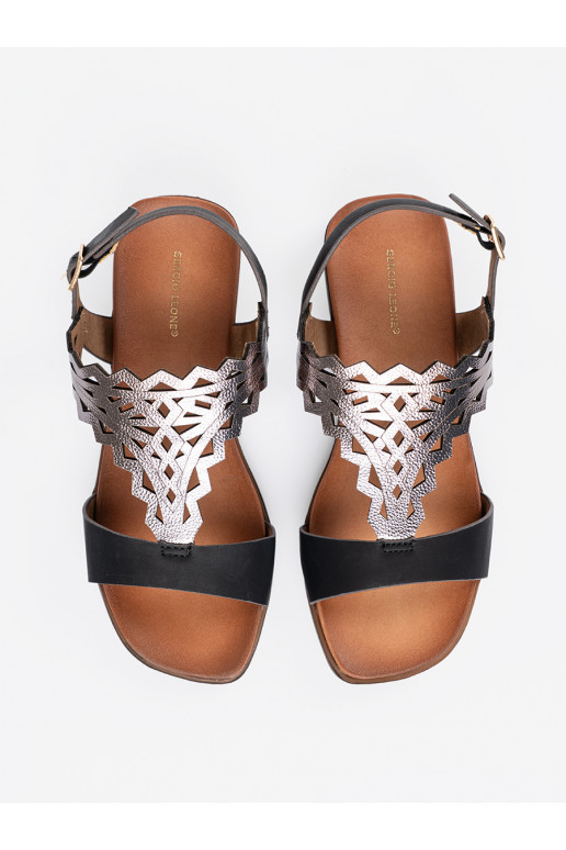 sandales Melnas krāsas z ażurowymi zdobieniami