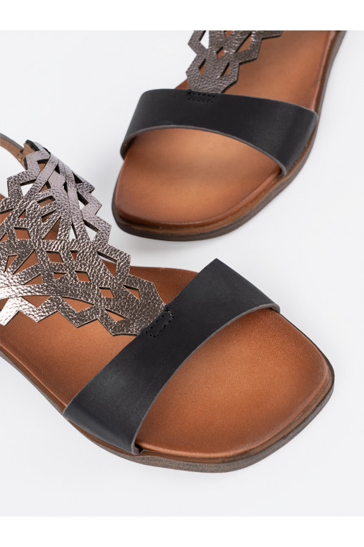 sandales Melnas krāsas z ażurowymi zdobieniami