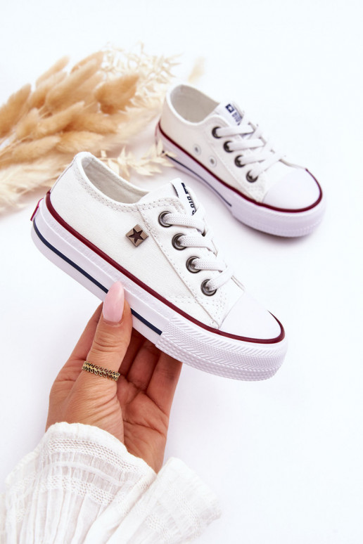 Bērnu klasiskā modeļa brīvā laika apavi Big Star DD374160 baltā krāsā